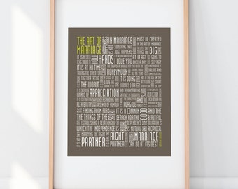 The Art of Marriage Typography Print 8x10 Word Art Wedding Love Anniversary