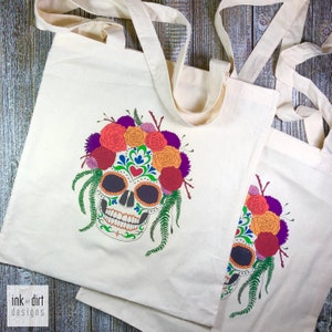 Sugar Skull Cotton Tote Bag