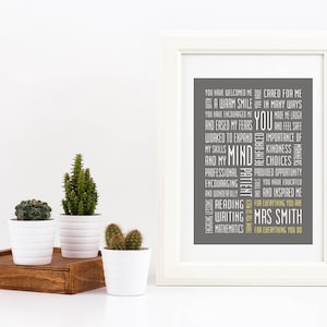 Elementary School Teacher Customizable Appreciation Typography Print 5x7 Educator Primary School Grade School Gift Word Art Subway Art image 1