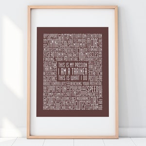 Personal Trainer 11x14 Typography Print Fitness Exercise Poster Word Art
