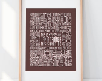 Personal Trainer 11x14 Typography Print Fitness Exercise Poster Word Art