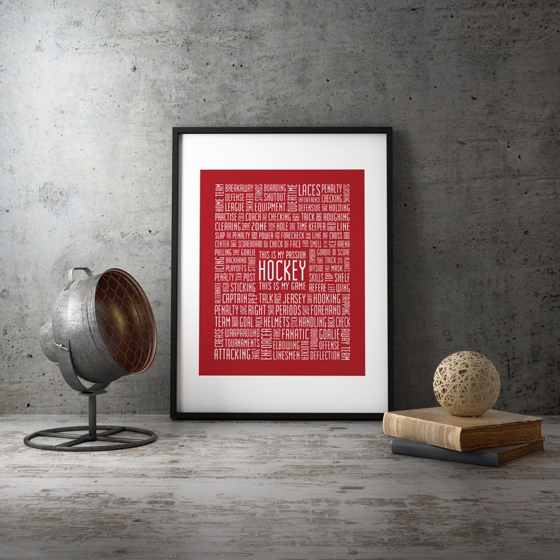 Hockey 8x10 Typography Print Hockey Poster Hockey Word Art image 6