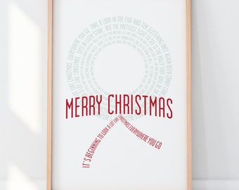 Christmas Wreath Print Beginning to Look a lot like Christmas Typography Art