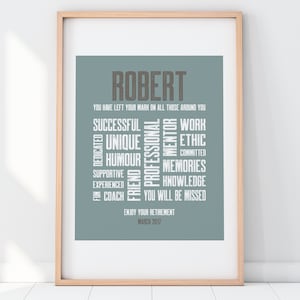 Impression retraite, cadeau de retraite, typographie personnalisée pour la retraite, impression d&#39;art mot de retraite 8 x 10