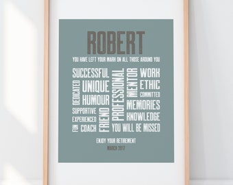 Retirement Print Retirement Gift Customized Retirement Typography 8x10 Retirement Word Art Print