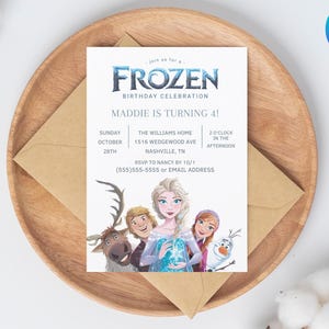Bearbeitbare FROZEN-Einladung Elsa-Geburtstags-Einladung Winter-Schnee-Geburtstagsdruckbare, bearbeitbare Sofortdownload-Canva-Vorlage Gefrorene einladen