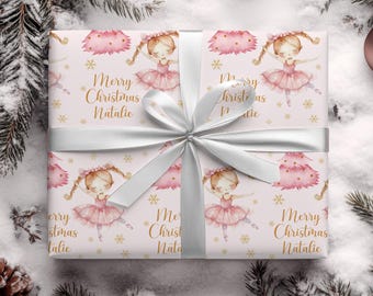 Papel de regalo navideño personalizado para bailarinas, papel de regalo para bailarinas, regalo para amantes de la danza