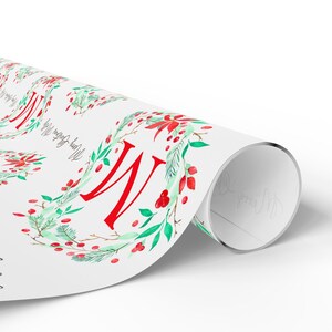 Personalized Christmas Wrapping Paper, Custom Initial and Name Gift Wrap image 6