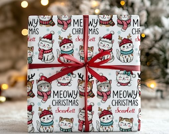 Christmas Cats Holiday Wrapping Paper, Cat Lovers, Kitty Christmas Present, Cat-Themed Gift