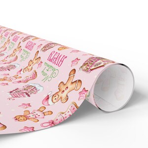 Personalized Gingerbread Man Christmas Wrapping Paper, Kids Gift Wrap, Gift for Girl image 5