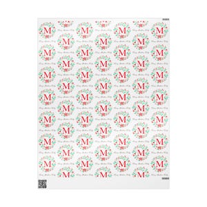 Personalized Christmas Wrapping Paper, Custom Initial and Name Gift Wrap image 7
