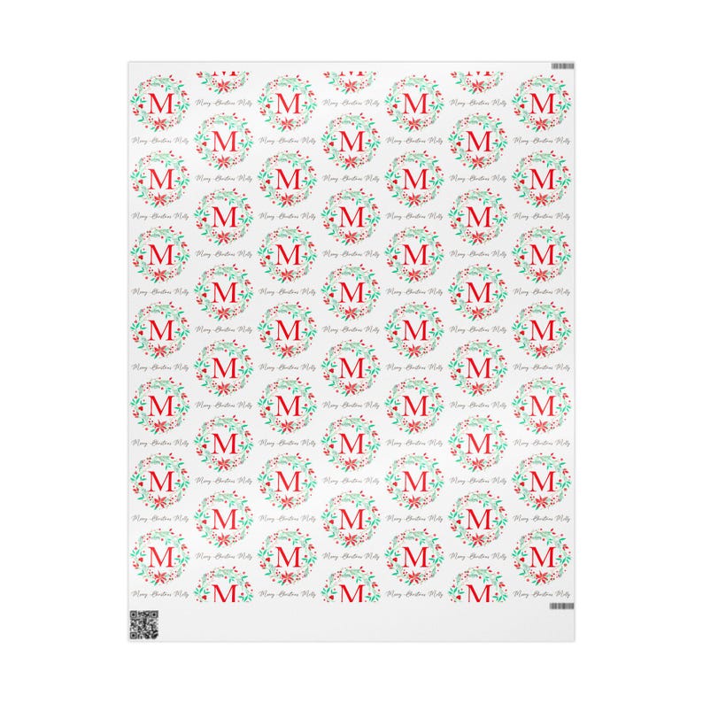 Personalized Christmas Wrapping Paper, Custom Initial and Name Gift Wrap image 7
