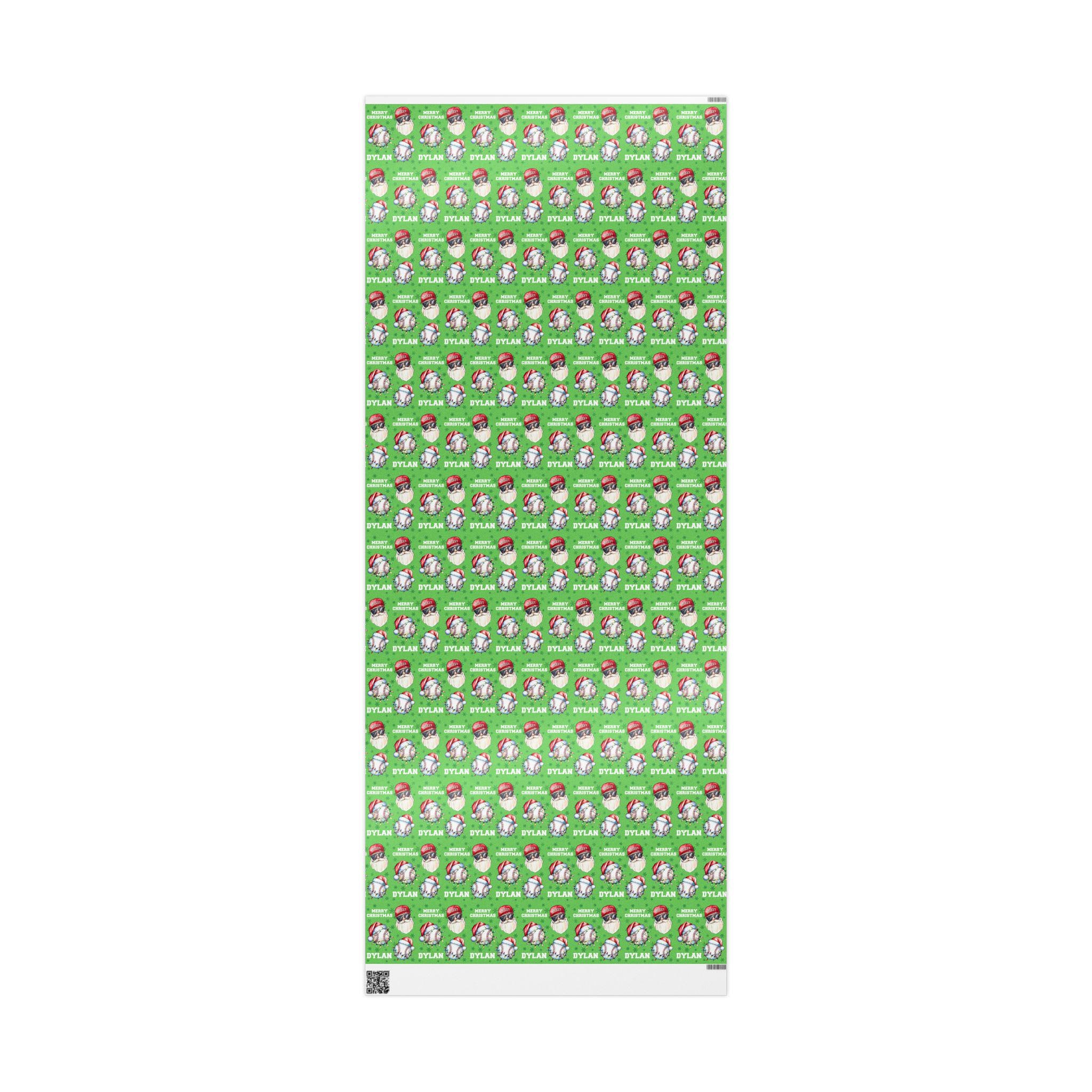 Baseball Personalized Christmas Wrapping Paper, Holiday Wrapping Paper, Custom Name Gift Wrap, Baseball Gift