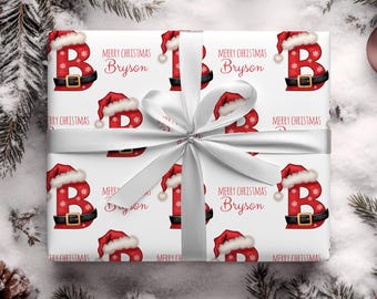 Personalized Christmas Wrapping Paper, Custom Initial Wrap, Santa Gift Wrap, Gifts For Kids