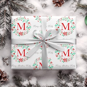 Personalized Christmas Wrapping Paper, Initial Personalized Christmas Gift Wrapping Paper, Custom Christmas Gift Wrap, Name Gift Wrap