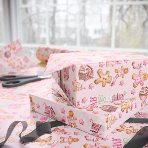 Personalized Gingerbread Man Christmas Wrapping Paper, Kids Gift Wrap, Gift for Girl image 4