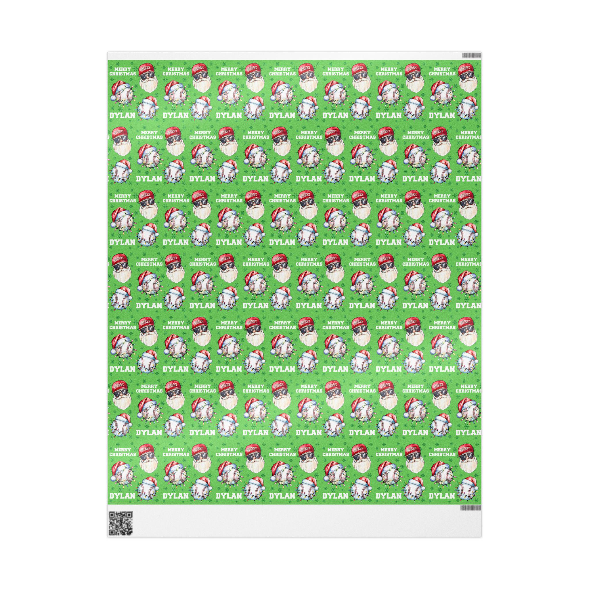 Baseball Personalized Christmas Wrapping Paper, Holiday Wrapping Paper, Custom Name Gift Wrap, Baseball Gift