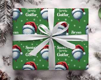 Personalized Golfer Christmas Wrapping Paper, Gift for Golfer, Golf Lover, Golfing Wrap