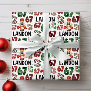 Papel de embrulho de Natal 67, Papel de presente para adolescente, Meme Seis Sete, Presente engraçado