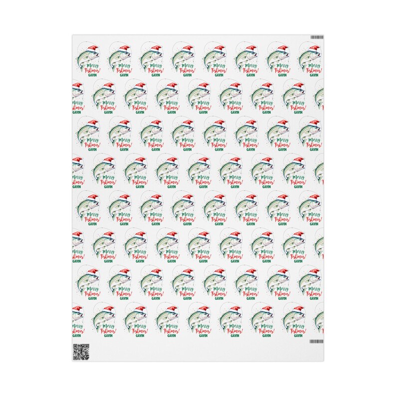 Personalized Fishing Christmas Wrapping Paper, Bass Gift Wrap, Fisherman Gift image 7
