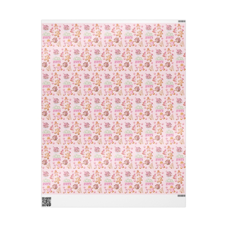Personalized Gingerbread Man Christmas Wrapping Paper, Kids Gift Wrap, Gift for Girl image 7