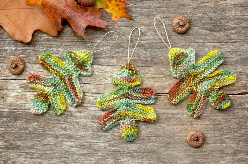 Knitting Pattern Oak Leaves Knitted Garland Autumn Etsy