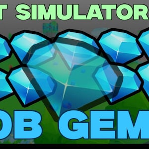 以下が含まれることがあります： 緑色の「PET SIMULATOR 99」の文字と、青い宝石のコレクションが特徴の画像です。 下には青色の「10B GEMS」の文字が表示されています。 宝石は鮮やかな青色で、緑色の背景に配置されています。