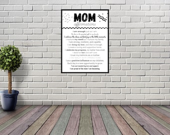 Mom Affirmations Poster, Mother's gift, New Mom Gift, Mom Art Digital Download, Baby Shower Gift, New Mom Affirmations, Positive Affirmation