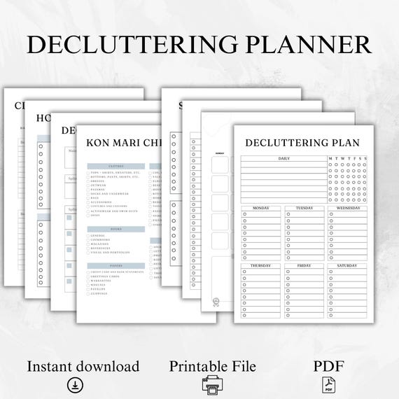 Declutter Planner & Cleaning Schedule Household Chore Organization Tidy Home Management Checklist 30-day Challenge Simplify Printable PDF