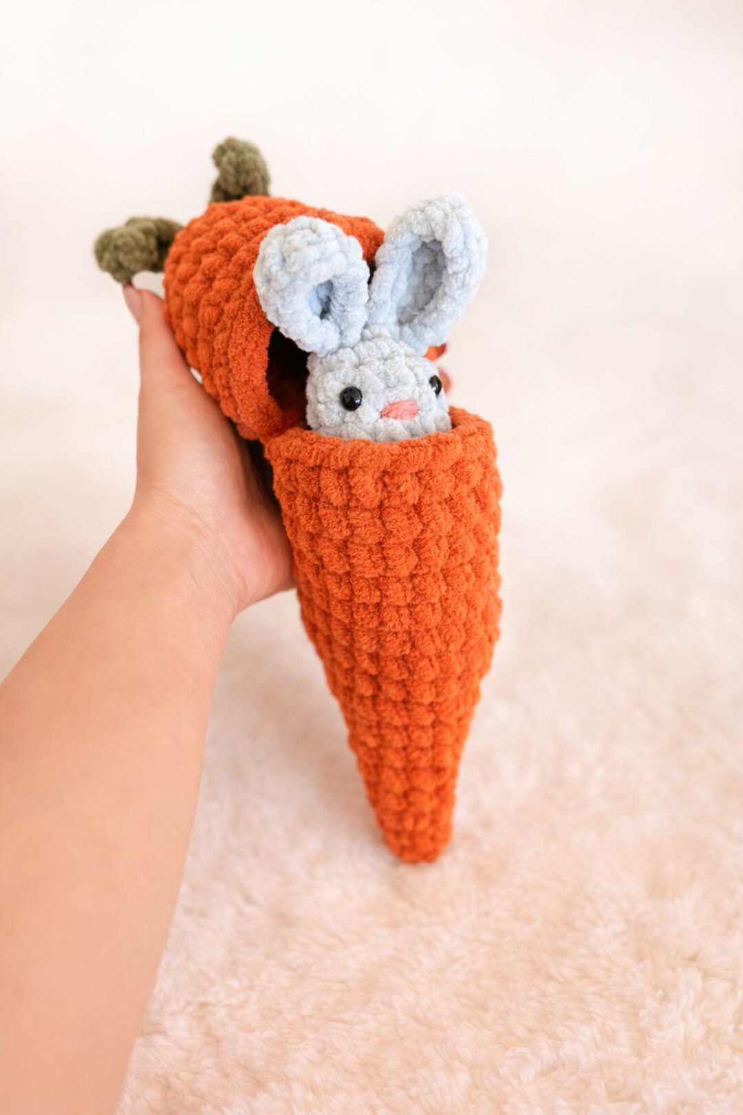 Hatching Carrot With Hidden Bunny Plush | Handmade Crochet Amigurumi ...