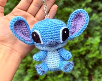 Stitch inspired Keychain | Handmade blue alien Amigurumi Charm | Stitch inspired plush