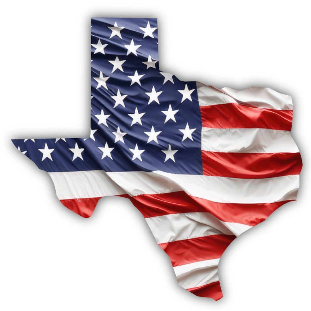 Texas Shaped American Flag Vinyl Sticker Cut to Shape ( Art, USA ...