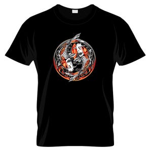Yin Yang Koi Fish Color Art Graphic T Shirt ( Japanese, Culture, Art, Gift )