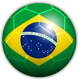 Brazil Flag Shaped Soccer Ball Vinyl Sticker Cut to Shape