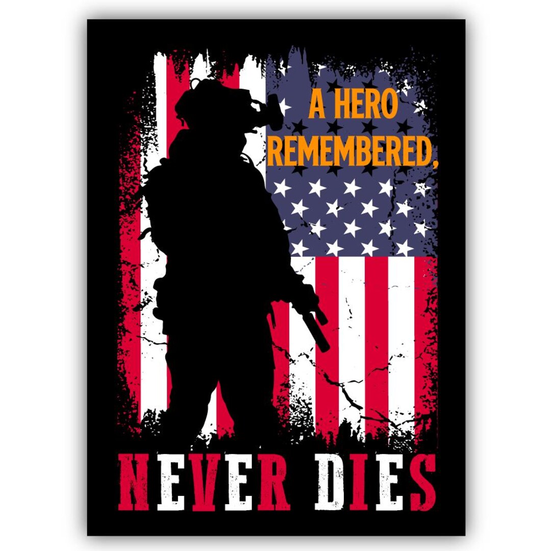A Hero Remembered Vinyl Sticker Cut to Shape (patriotic, USA, Memorial