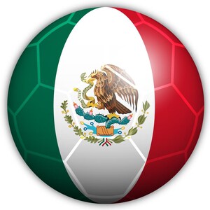 Mexico Flag Shaped Soccer Ball Vinyl Sticker Cut to Shape