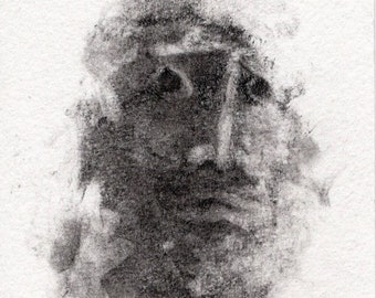 Original Expressionist, Surrealist Graphite Drawing on Watercolor Paper, UNTITLED ; Echoes, No.9