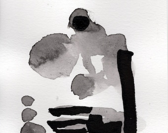 Dessin à l'encre Sumi original signé sur papier; ROGUE: "Être, No.014"