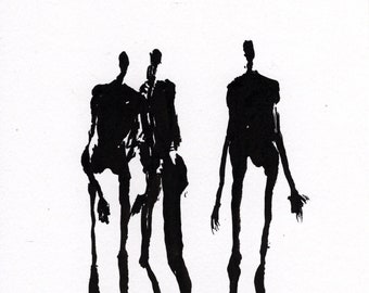 Original Signed Sumi Ink Brush Painting on Paper; UNTITLED: " xxiii Studies, No.013"