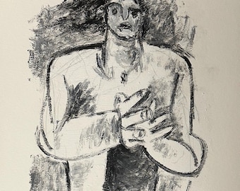 Cubist Oil and Cold Wax Painting Study: Monochromatic Figure Sketch