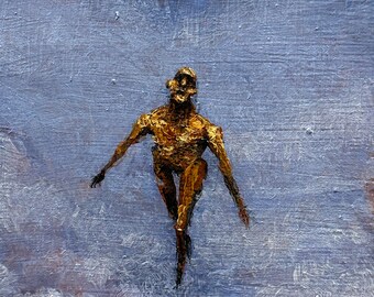 Original One of a Kind, Surreal Expressionist Oil Painting on Wood Panel, UNTITLED ; A Succesion of Nows  No, 156