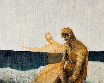 Original Surrealist Oil Painting on Paper: UNTITLED; Eternal Nows, No.6