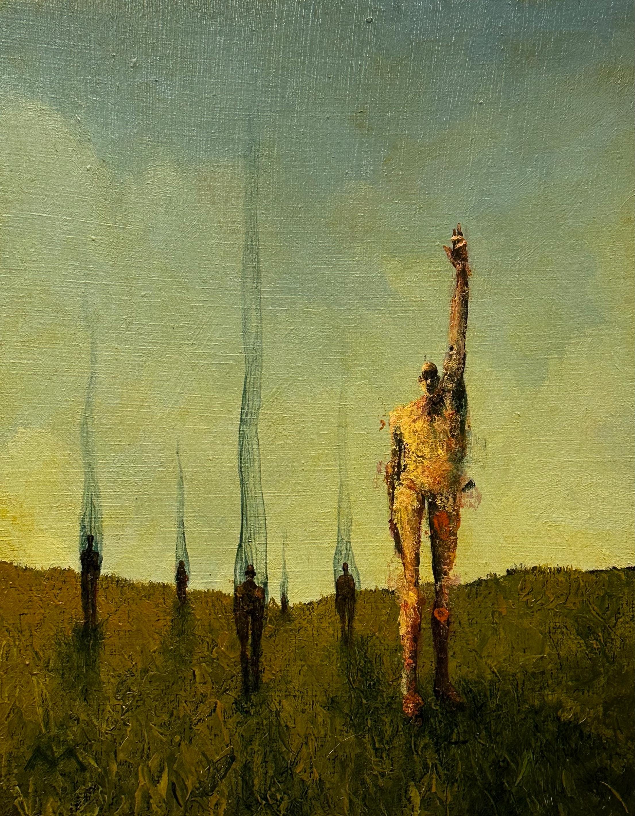 Surrealist Oil Painting on Wood Panel, UNTITLED ; A Succesion of Nows  No, 260