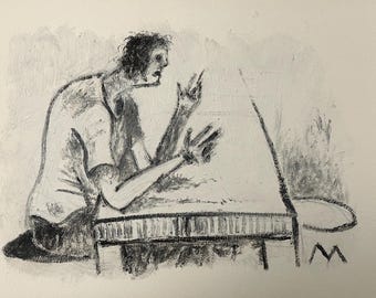 Cubist Oil Painting Study: "A Conversation", Signed Art (15x11)