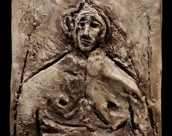 Original Relief Wall Sculpture on Wood Panel, UNTITLED ; Relics, No.3