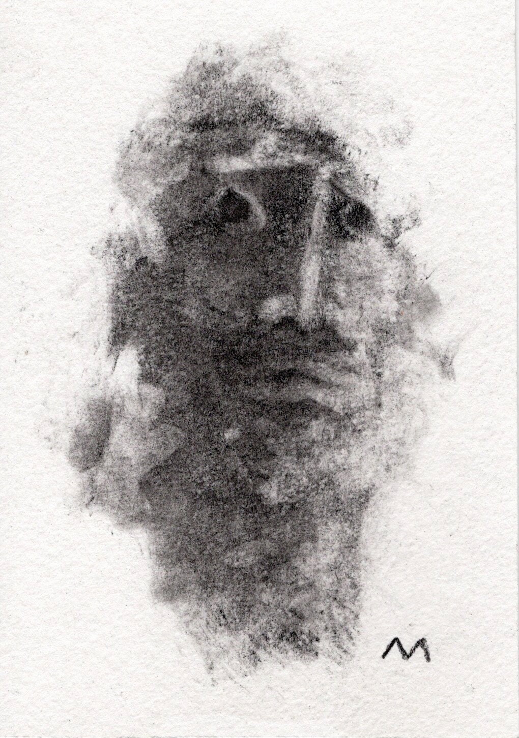 Original Expressionist, Surrealist Graphite Drawing on Watercolor Paper, UNTITLED ; Echoes, No.9