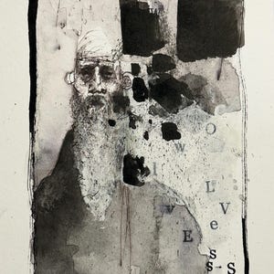 Illustration originale à l'encre Sumi et plume sur papier 5,5 x 7,5 pouces « Loups »
