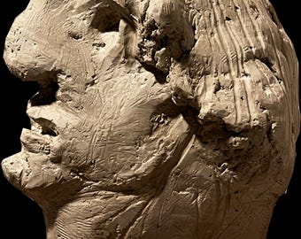 Original Plaster  Sculpture Bust with Wood Base