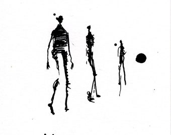 Original Signed Sumi Ink Drawing on Paper; UNTITLED: " xxiv Studies, No.005"