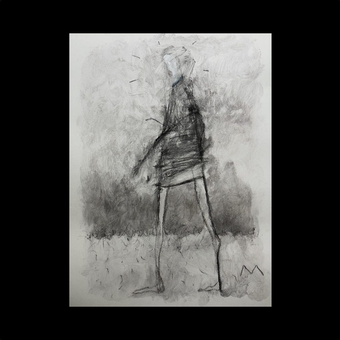 Original Acrylic & Charcoal Black and White Abstract Painting on Paper ...